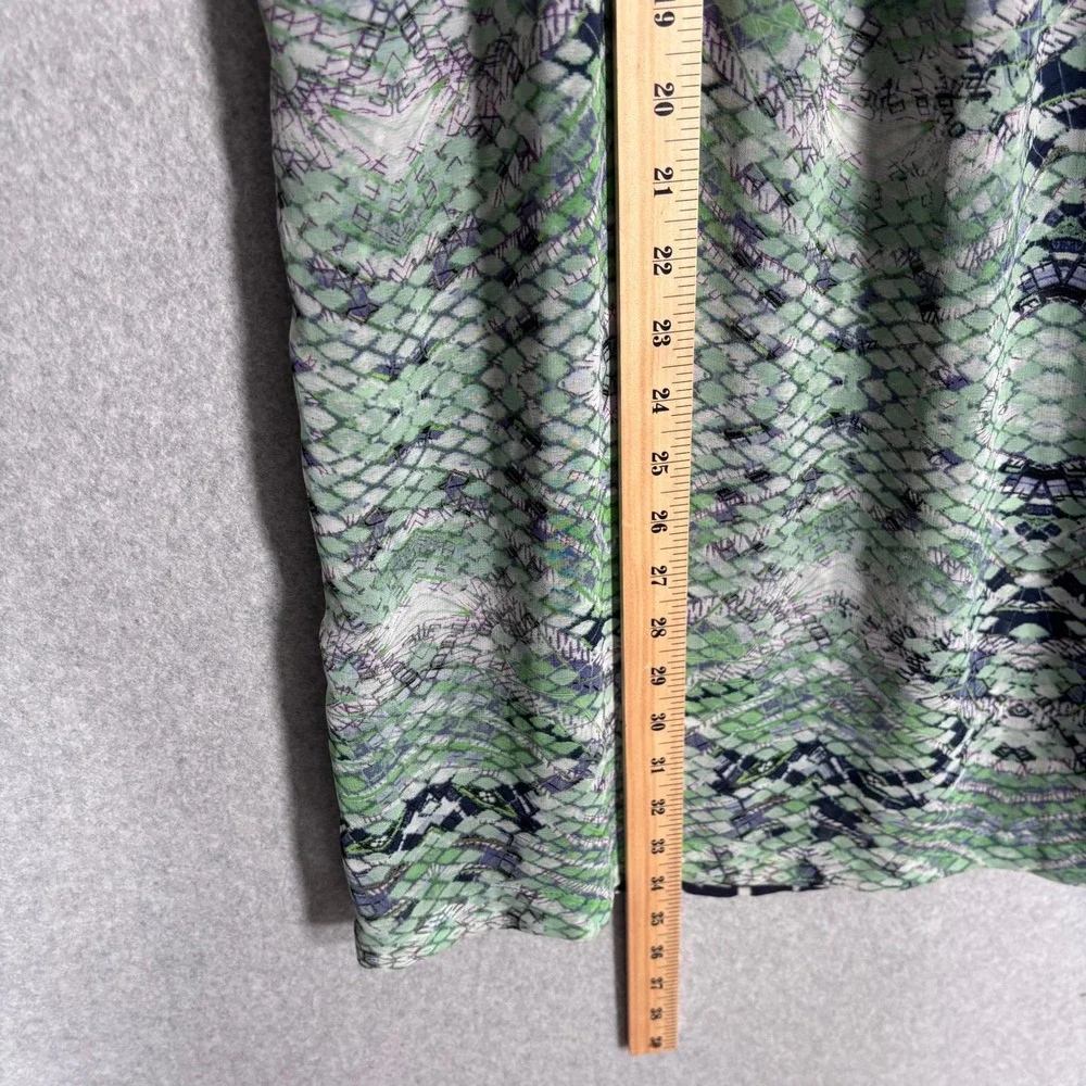Cabi Reversible Midi Skirt Small Green Navy Snakeskin Abstract Smocked Waist 764